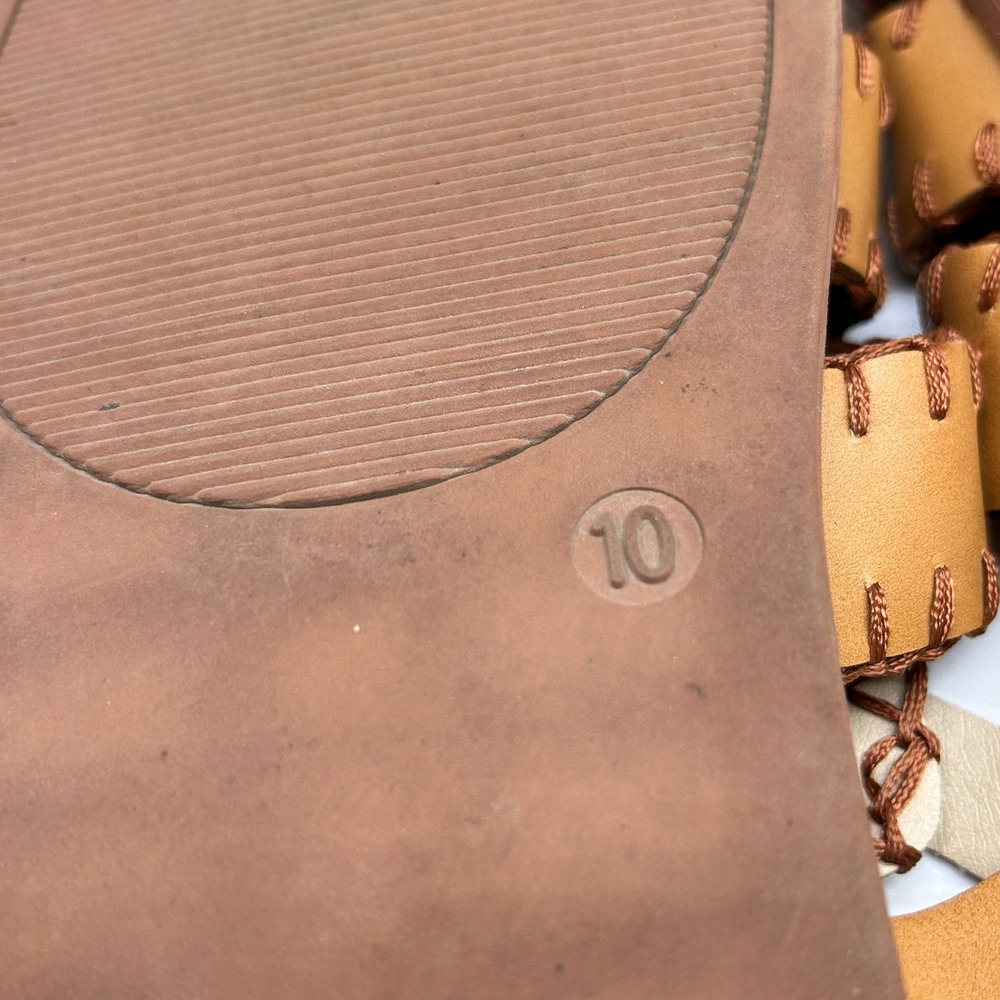 BC Footwear by Seychelles Tan Whipstitch Fisherman Sandals Womens 10 Vegan Flat - Picture 2 of 10